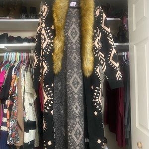 Buddy Love faux fur collar cardigan